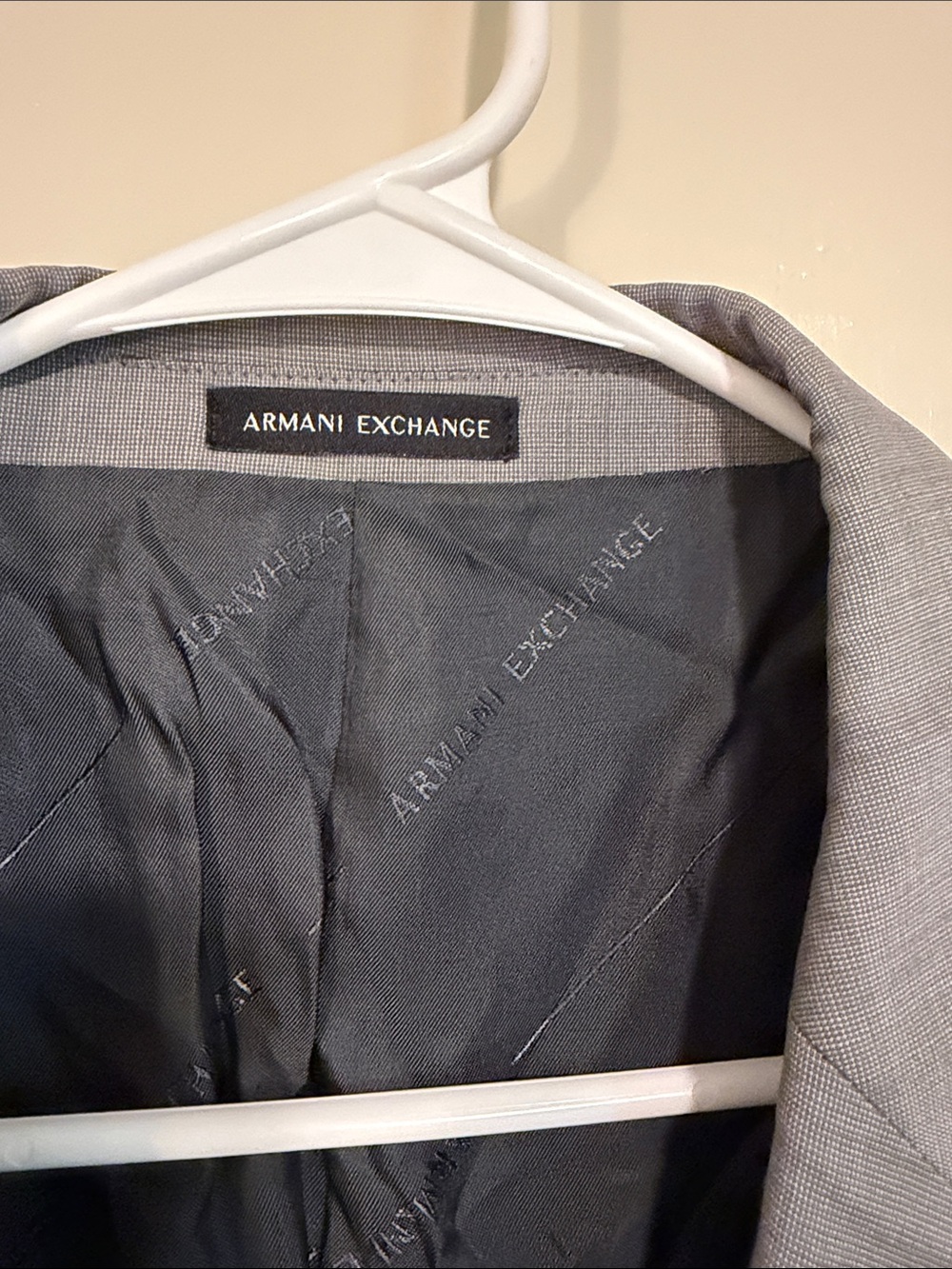 Armani Exchange Light Gray Men's Blazer - Classic Tailored Jacket